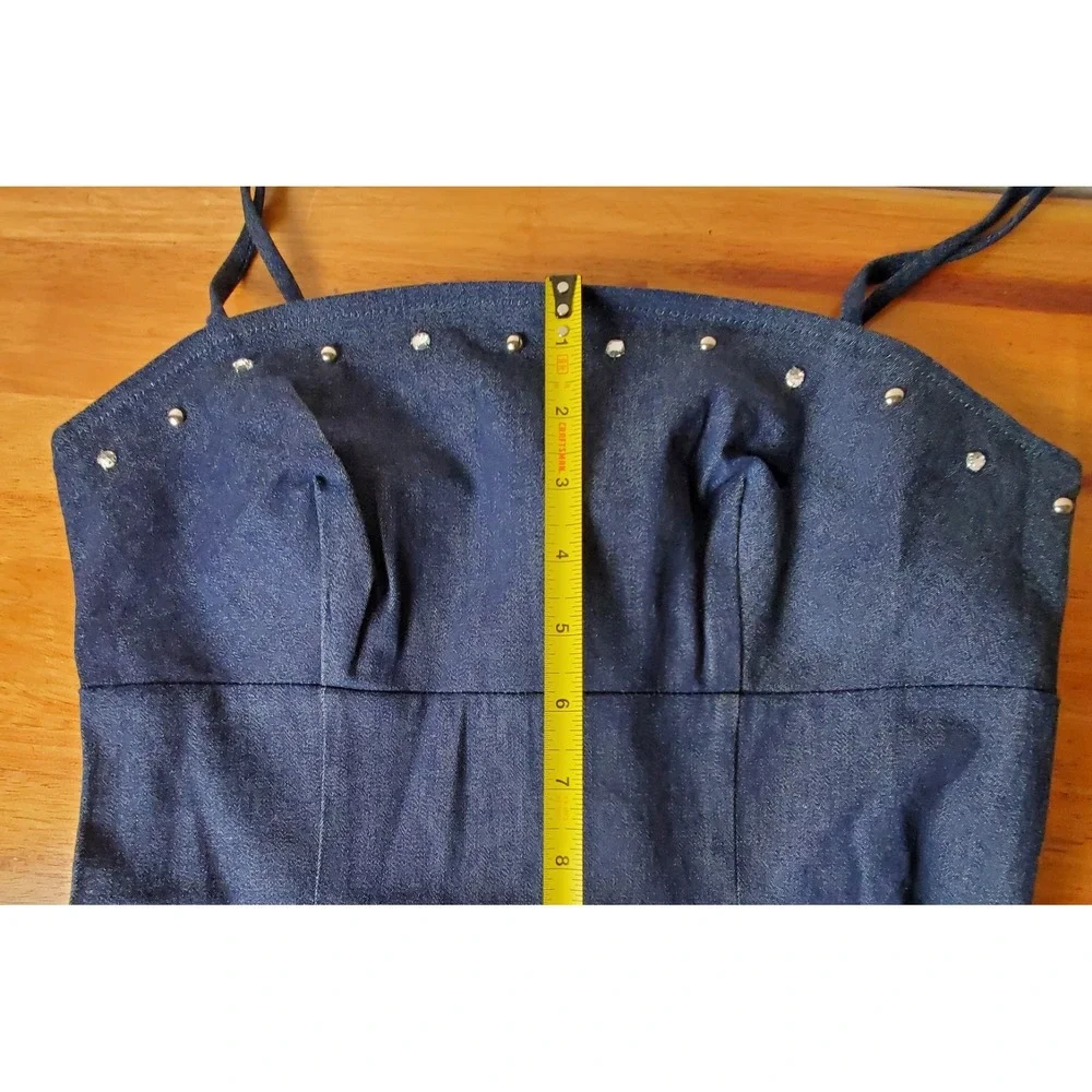Vintage Paris‎ Blues Size 5 Denim Spaghetti Strap Short Dress Y2K 90's Babydoll